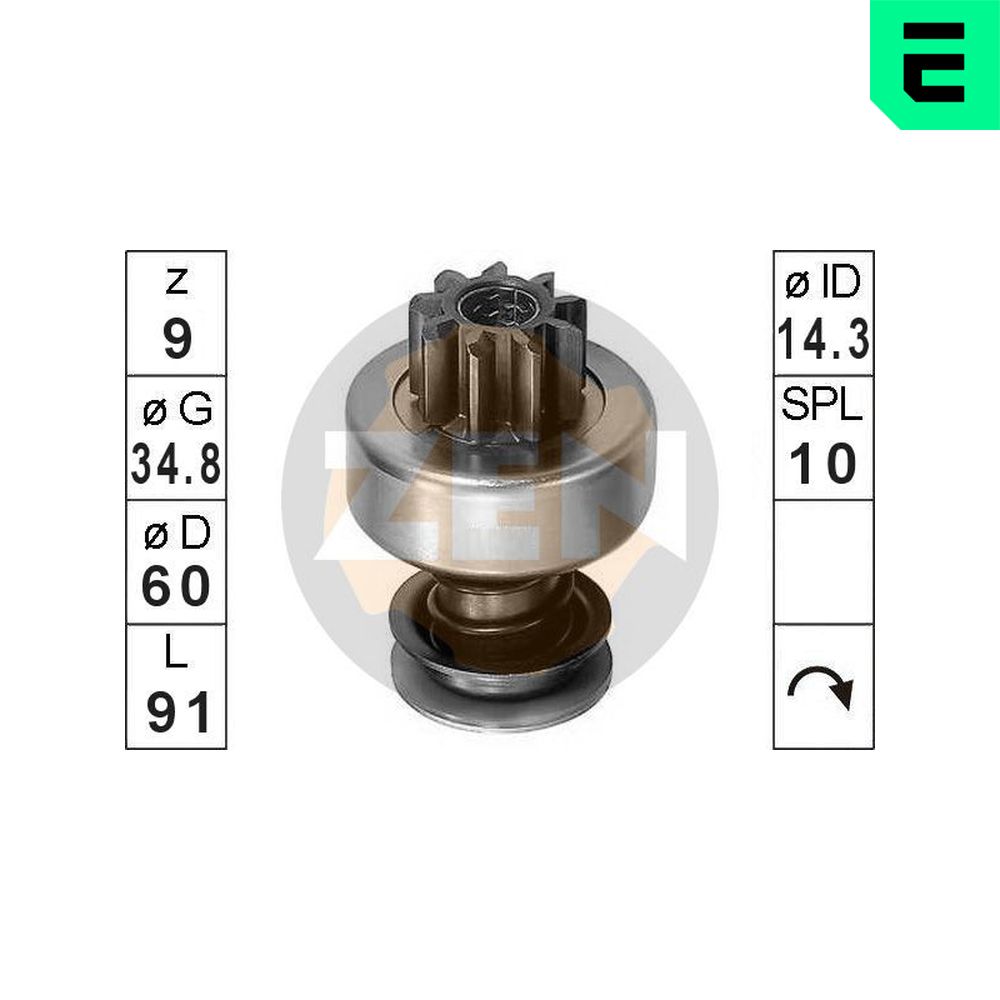 Freewheel Gear, starter - ZN0367 ERA