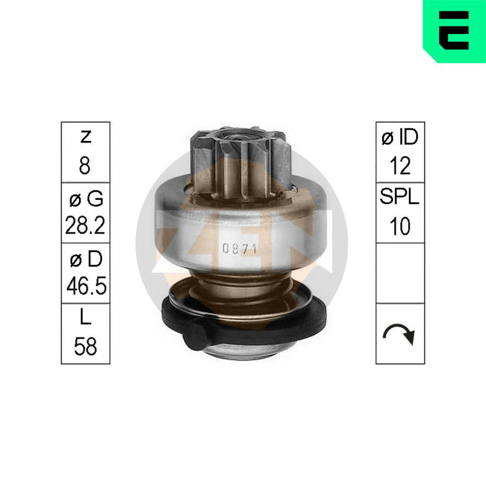 Freewheel Gear, starter - ZN0871 ERA