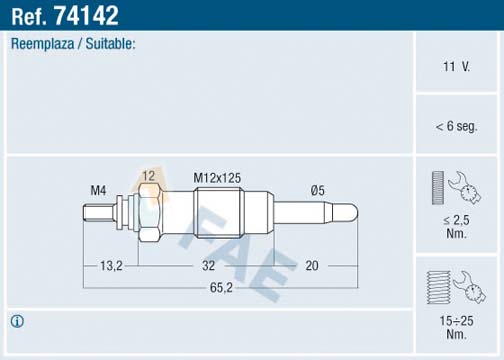Свеча накаливания - 74142 FAE