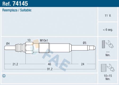 kaitinimo žvakė - 74145 FAE