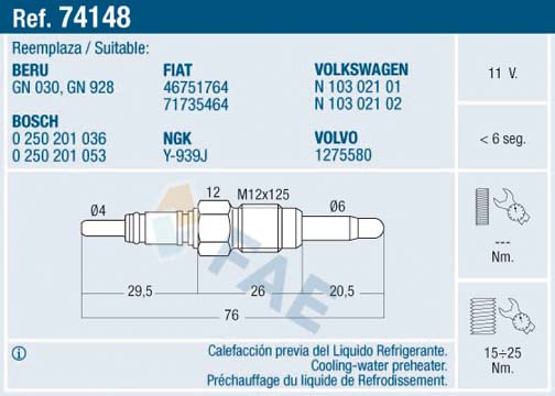 Glow Plug - 74148 FAE