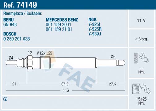 Glow Plug - 74149 FAE