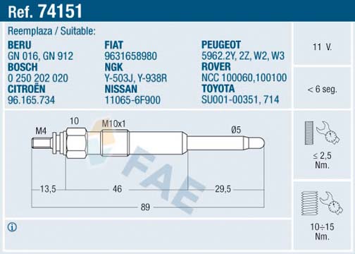Glow Plug - 74151 FAE