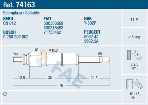 Glow Plug - 74163 FAE