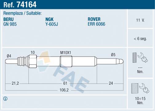Glow Plug - 74164 FAE
