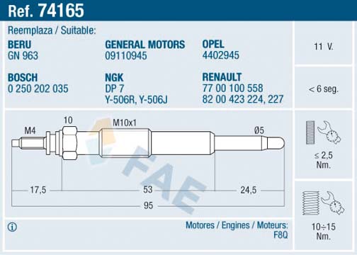 Glow Plug - 74165 FAE