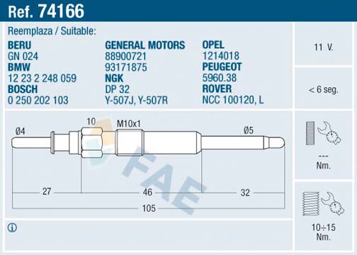 Glow Plug - 74166 FAE