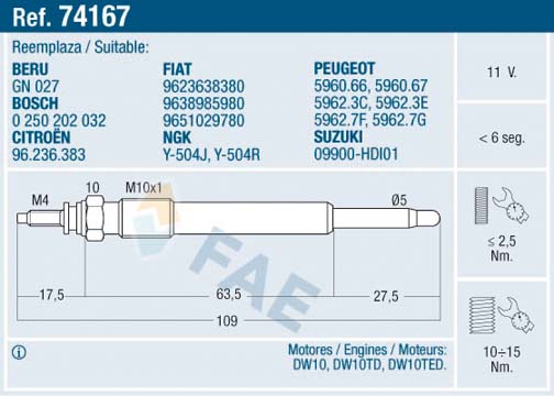 Glow Plug - 74167 FAE