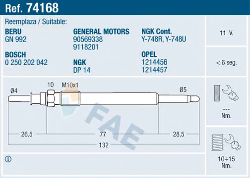 Glow Plug - 74168 FAE