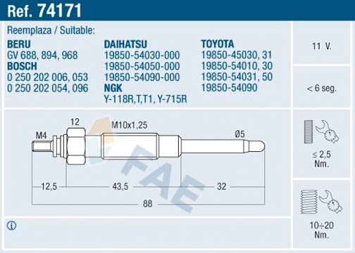 Glow Plug - 74171 FAE