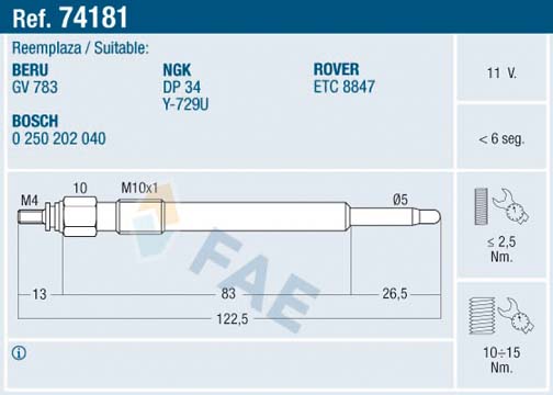 Glow Plug - 74181 FAE