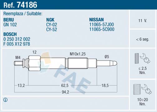 Glow Plug - 74186 FAE