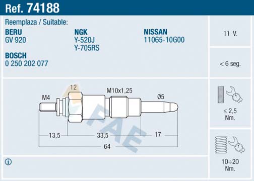 Glow Plug - 74188 FAE