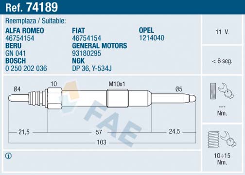Glow Plug - 74189 FAE