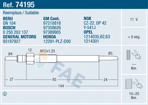Glow Plug - 74195 FAE