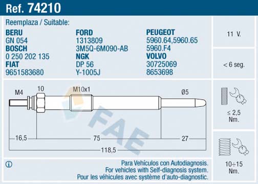 Glow Plug - 74210 FAE