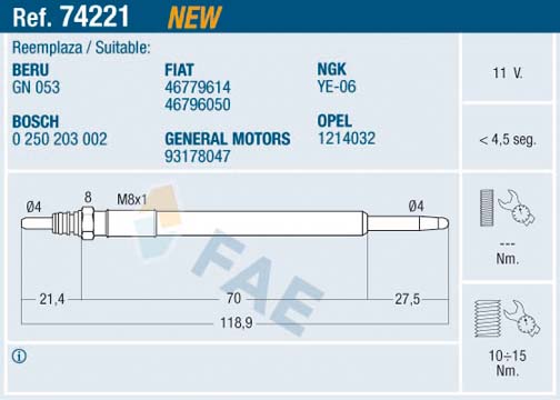 Glow Plug - 74221 FAE