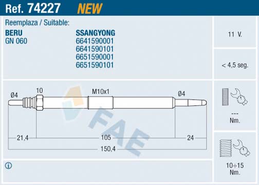 Glow Plug - 74227 FAE