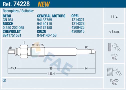 Glow Plug - 74228 FAE