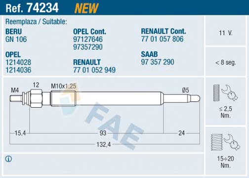 Glow Plug - 74234 FAE