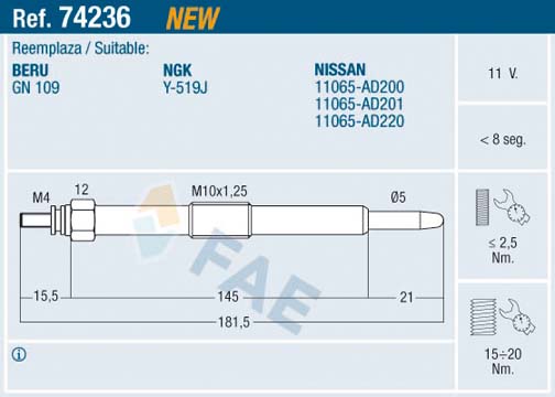 Glow Plug - 74236 FAE