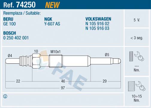 Glow Plug - 74250 FAE