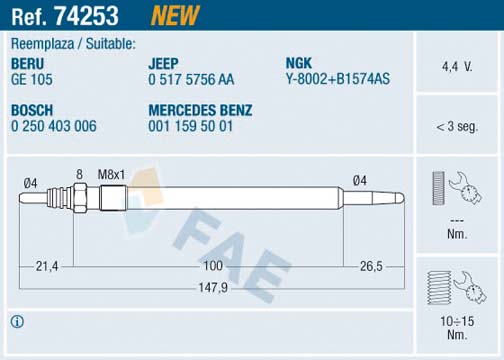 Glow Plug - 74253 FAE