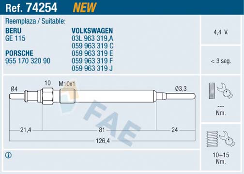Glow Plug - 74254 FAE