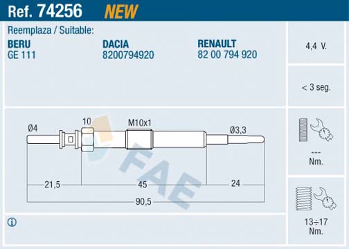 Glow Plug - 74256 FAE
