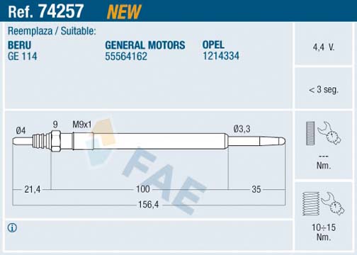 Glow Plug - 74257 FAE