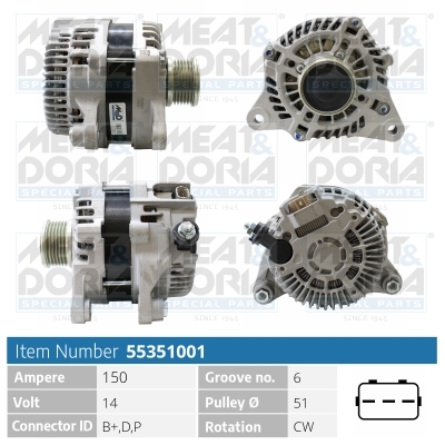 Alternatore - 55351001 MEAT & DORIA