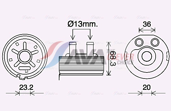 Oil Cooler, engine oil - DN3443 AVA QUALITY COOLING