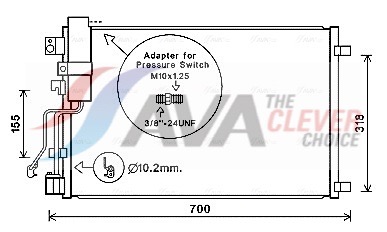 Condenser, air conditioning - DNA5283D AVA QUALITY COOLING