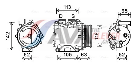 Compressor, air conditioning - HDAK238 AVA QUALITY COOLING