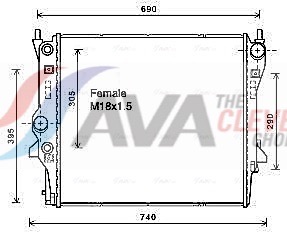 Radiator, engine cooling - JR2053 AVA QUALITY COOLING