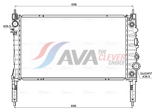 Radiatore, Raffreddamento motore - OL2747 AVA QUALITY COOLING