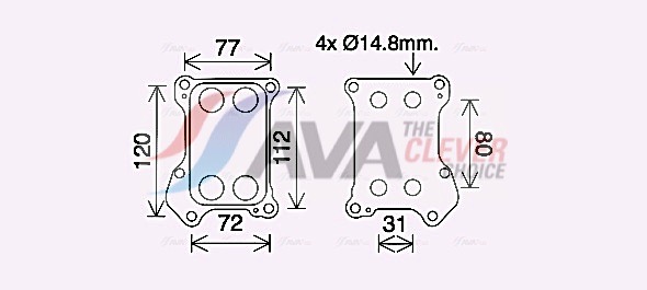Oil Cooler, engine oil - OL3688 AVA QUALITY COOLING
