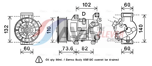 Compressor, air conditioning - TOAK683 AVA QUALITY COOLING