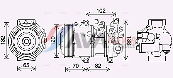 Compressor, air conditioning - TOAK745 AVA QUALITY COOLING