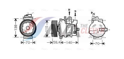 Compressor, air conditioning - VNAK265 AVA QUALITY COOLING