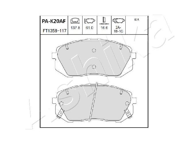 Brake Pad Set, disc brake - 50-0K-K20 ASHIKA
