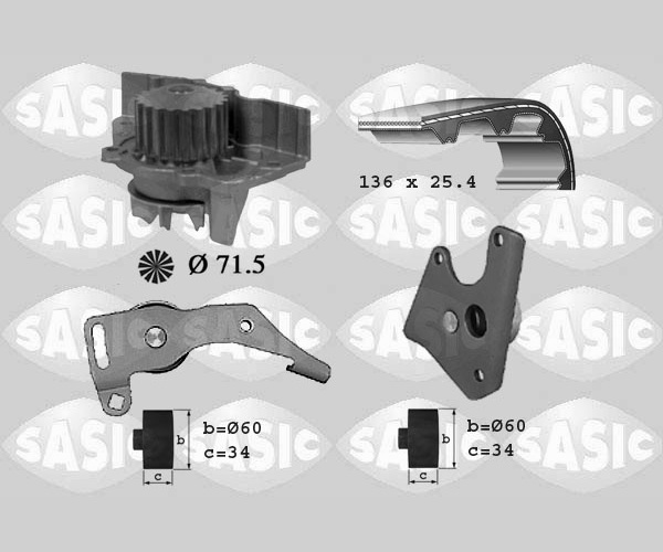 Water Pump & Timing Belt Set - 3900018 SASIC