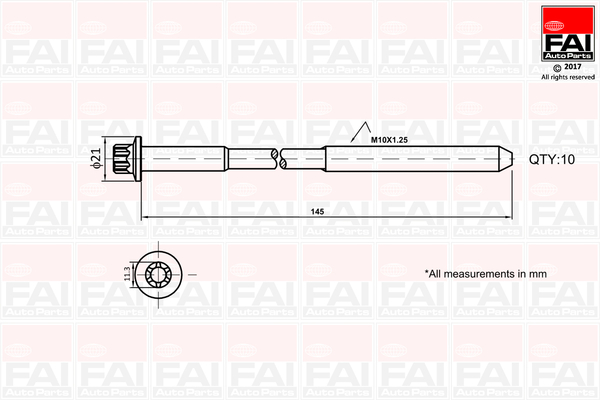 Bolt Kit, cylinder head - B1140 FAI AutoParts