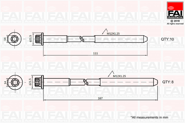 varžtų kompl., cil. galvutės varžtai - B2124 FAI AutoParts