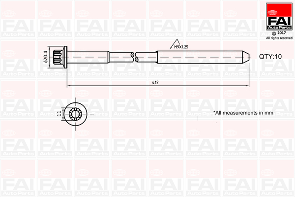 Bolt Kit, cylinder head - B292 FAI AutoParts