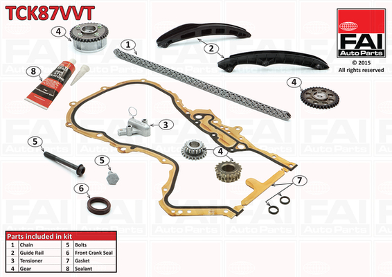 pavaros grandinės komplektas - TCK87VVT FAI AutoParts