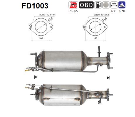 Soot/Particulate Filter, exhaust system - FD1003 AS