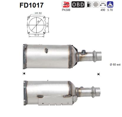 Filtro antiparticolato / particellare, Impianto gas scarico - FD1017 AS