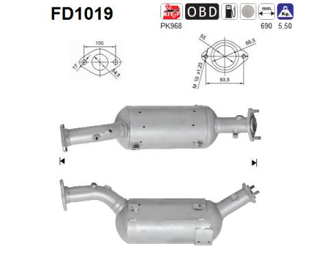 Filtro antiparticolato / particellare, Impianto gas scarico - FD1019 AS