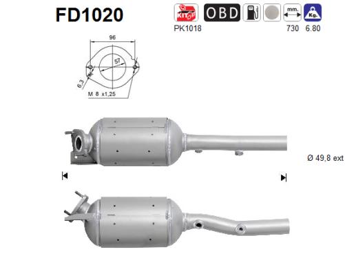Filtro antiparticolato / particellare, Impianto gas scarico - FD1020 AS